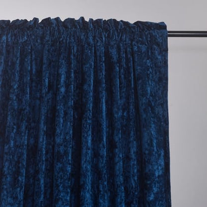 Luxury Crushed Navy Velvet Curtains 2 Panels Set - 96 inches Long Room Darkening Luxury Distressed Velvet Rod Pocket Window Drapes for Living Room Bedroom 52" W x 96" L - color: Navy, size: 52"W x 96"L (Pack of 2)
