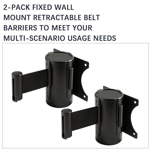 2 Pieces Retractable Belt Barrier Wall Mount Caution Belt 10 Feet with Red Case Crowd Control Barriers for Indoor and Outdoor Crowd Control Line Dividers