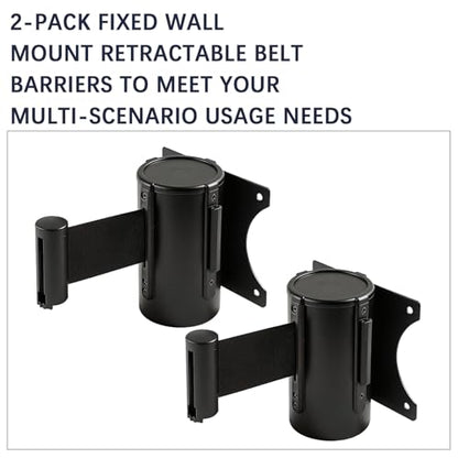 2 Pieces Retractable Belt Barrier Wall Mount Caution Belt 10 Feet with Red Case Crowd Control Barriers for Indoor and Outdoor Crowd Control Line Dividers