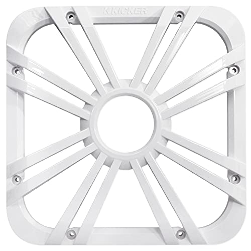 KICKER 10-inch (25cm) Square Subwoofer Grille for 11S10L7,LED, White | Illuminated woofer protection, rugged mesh speaker guard and cover, easy install, lights up your bass enclosure, 10 inch size