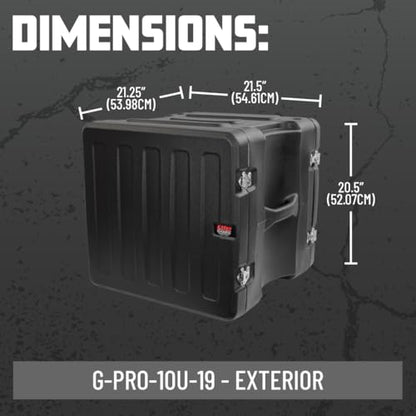Gator Cases Pro Series 10U Rack Case with Standard 19" Depth, Roto Molded Made in USA (G-PRO-10U-19) - size: 10U Rack Space, style: Standard - 19" Deep