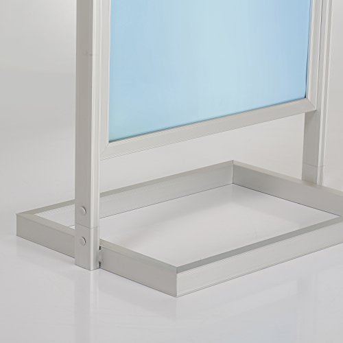 M&T Displays Metal Eco Info Board, Silver 22x69 Inches Slide-In Poster Sign Holder 1 Tier Double Sided Floor Standing Pedestal Advertising Display with Backing and Anti-Glare PET Cover - color: Silver, size: 22x69
