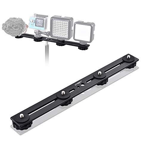 11 inch Flash Bracket, Straight Flash Brackets with 1/4'' Hot Shoe | Long Dual Camera Mount Flash Bracket Extension Bar with 1/4''- 3/8'' Thread Hole Tripod Mount for Camera/LED Light/Microphone - size: 11 inch (Metal)