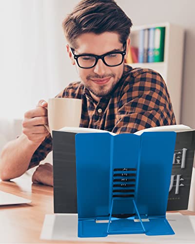 Large Book Stand Metal Reading Rest Book Holder Adjustable Cookbook Holder | Document Holder Portable Bookstands for Textbooks/Recipe, the First Day of School Gift for Students, Teachers(Deep Blue) - color: Deep Blue