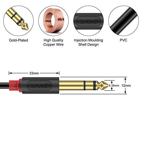 J&D 1/4 inch TRS Cable, Gold Plated Audiowave Series 6.35mm TRS Male to Male Balanced Interconnect Stereo Audio Cable, Quarter inch Guitar Instrument Cord, 3 Feet (Pack of 4) - size: 3 Feet (Pack of 4)