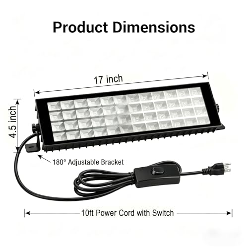 120W LED Black Light Bar, Blacklight for Glow Party, Flood Light with 10ft Cord+Switch, Glow in The Dark for Halloween, Party, Birthday, Body Paint, Fluorescent Poster, Bedroom - size: 1pcs