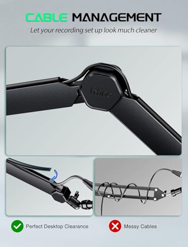 FIFINE BM66T Microphone Boom Arm with Extension Tube for Podcast Recording - size: BM66T Black（With Extension Tube)