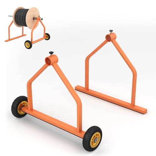 Wire Spool Rack, 220 Lb Capacity Portable Cable Rack with Wheels | Metal Wire Spool Holder for Wire Spools Up to 28 Inches in Diameter, Heavy duty Cable Caddy