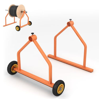 Wire Spool Rack, 220 Lb Capacity Portable Cable Rack with Wheels | Metal Wire Spool Holder for Wire Spools Up to 28 Inches in Diameter, Heavy duty Cable Caddy