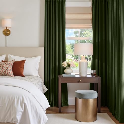 Moss Earthy Curtains Luxury Rod Pocket 52×90 Inch 2 Panels | Soft Velvet, Room Darkening, For Bedroom & Living Space, Light Shifting Texture, Elegant Drape, Calm - color: R | Moss, size: 52"W x 90"L (Pack of 2)