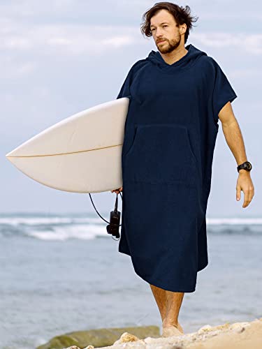 SUN CUBE Surf Poncho Changing Robe with Hood, Wetsuit Changing Hooded Towel | Thick Quick Dry Microfiber, Wetsuit Changing Towel, Surfing Beach Swim Outdoor Sports Cover Up, Adult Wearable Poncho - color: Navy