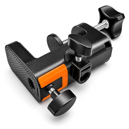 Desk Clamp for Microphone, 12mm 2 Hole Mic Table Mounting Clamp | 2-in-1 C Clamp for Magnifying Light, Boom Scissor Arm, Phone and Tablet Stand, Lamp Base, Fits Up to 6.5cm Desktop Thickness - size: XZ002