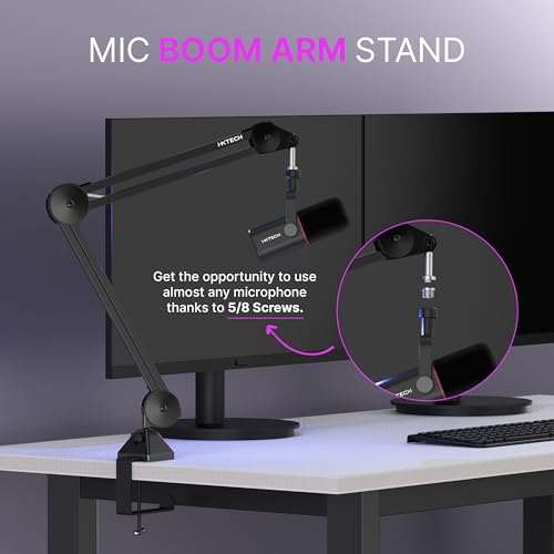 IXTECH Microphone Boom Arm Stand, Heavy Duty Adjustable Mic Stand with Cable Ties, Desk Mount Arm Stand for Gaming Streaming Podcasting. - color: MI06 MEDIUM