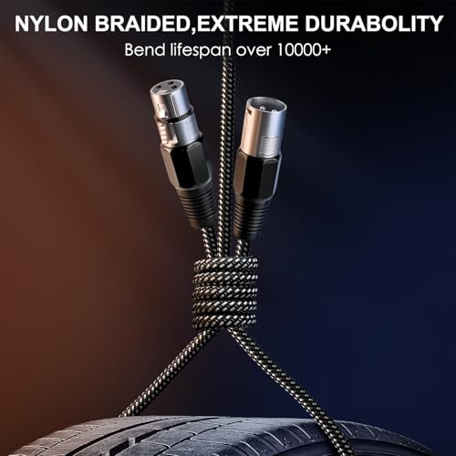 XLR Cable 20 FT/4 Pack, Microphone Cable 3 Pin Nylong Braided Balanced XLR Male to Female Heavy Duty Mic Patch Cords (Pure Copper Conductors) - size: 20FT