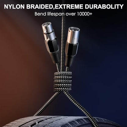 XLR Cable 20 FT/4 Pack, Microphone Cable 3 Pin Nylong Braided Balanced XLR Male to Female Heavy Duty Mic Patch Cords (Pure Copper Conductors) - size: 20FT