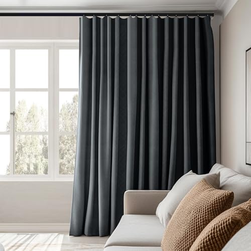 MaKefeile Room Divider Curtains Total Blackout Privacy Curtain Panel Room Thermal Insulated Noise Reduction Curtains for Bedroom Window Living Room Ceiling Track Curtain W 8.3 ft × H 9 ft Dark-Grey - color: Dark-grey, size: 100"W x 108"L (Pack of 1)