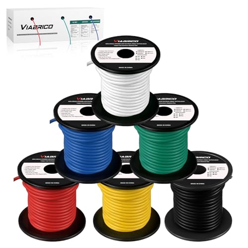 16 Gauge Wire - 600FT, 100FT Spool, 6 Colors, Copper Clad Aluminium, Low Voltage, Hookup Wire Kit for Breadboard/Automotive/DIY/Battery - size: 16AWG-600FT