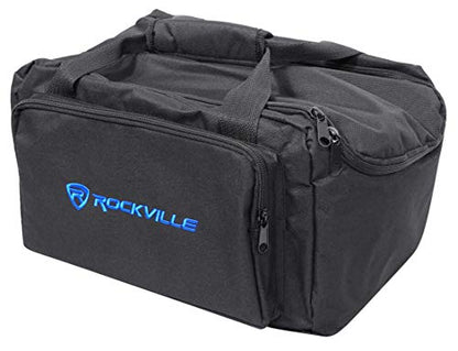 Rockville Battery PAR 6RF RGBWA+UV Wireless DMX LED Light 6-Pack with Bags | 15-Hour Rechargeable Battery, 5000mAh, 6x6W RGBWA+UV LEDs, Wireless DMX, RF Remote, Strobe, 2 RLB80 Bags, 8-Items