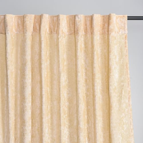 Champagne Crushed Velvet Curtains 96 inch Length- 2 Panels Velvet Living Room Neutural Window Drapes Thermal Insulated Room Darkening Drapery for Bedroom - color: Champagne, size: 52"W x 96"L (Pack of 2)