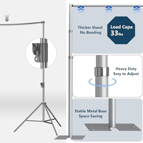 20x 8.6ft Pipe and Drap Photo Studio Backdrop Stand Kit, Heavy Duty Adjustable Frame Backdrop Stand with Flat Base,Carry Bag for Event, Birthday Party, Party Banquet Decorations.
