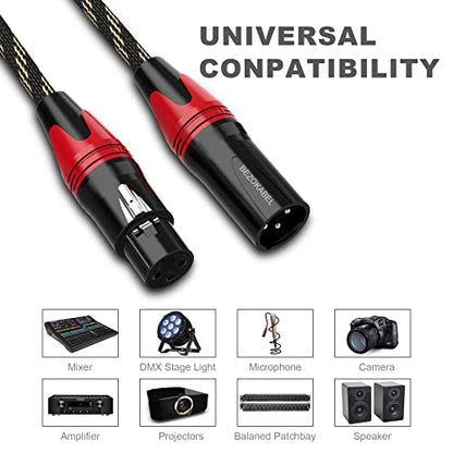 XLR Cables, Short XLR Cables 1.5ft 6packs, Microphone Cable Male to Female Nylon Braided 3 Pins - size: 1.5ft