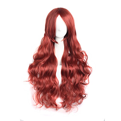 MapofBeauty 32 Inch Long Hair Spiral Curly Cosplay Costume Wig, Orange Red - color: Orange Red