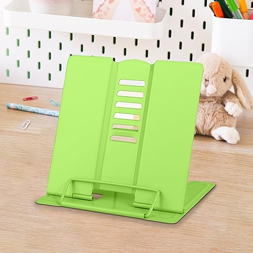 Honagu Small Book Stand Book Holder Metal Desk Stand for Reading Hands Free, Adjustable Cookbook Documents Holder, Portable for Music Books, Textbook, Recipe, Tablet, Ipad, Great Gifts (Green) - color: Green