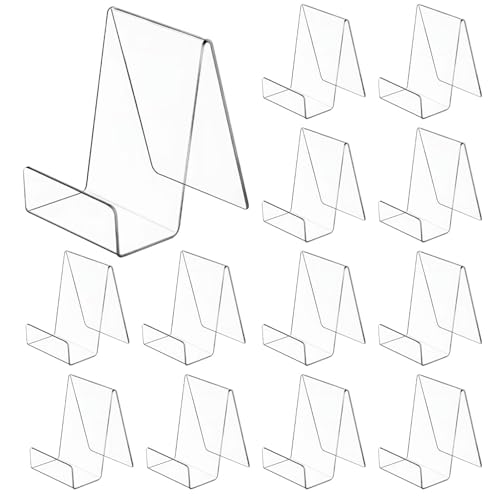 SHENLIU 12 Pack 6'' x 4'' Acrylic Book Display Stand Clear Book Stand Easel Tablet Holder, Display Stands for Album, CD, Music Sheets, Plate, Artworks, Phone, Tablet, Magazine, Postcard - style: A