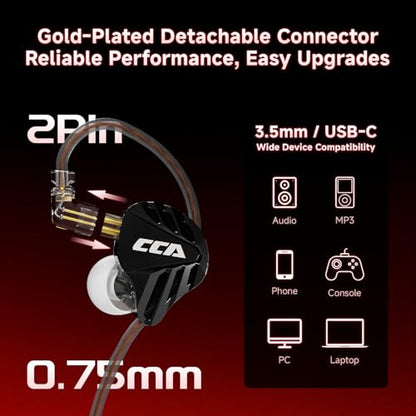 CCA Falcon 2 DD in Ear Monitor, 7.1 Spatial Audio Gaming Earbuds, HiFi Noise Isolating in Ear Headphones, Crystal Clear & Deep Bass IEMs for Gamers Singers Musicians Audio Engineers - color: Silver