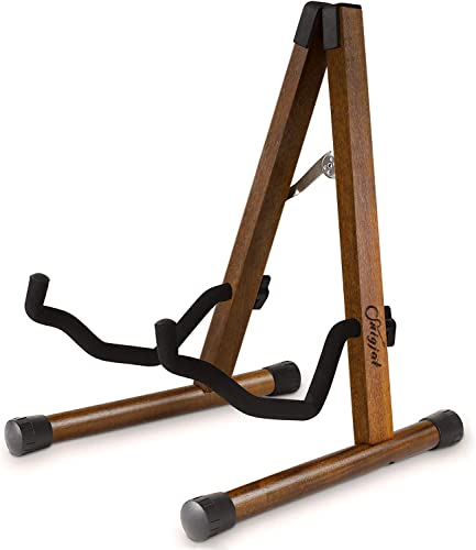 SNIGJAT Electric Guitar Stand, Folding Wood Guitar Stand Padded Acacia - color: Brown Acacia