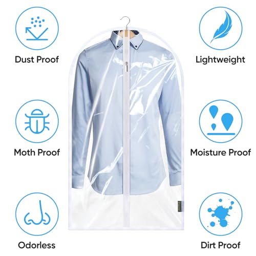 BALEINE 12PK Clear Garment Bags for Hanging Clothes, 48" Dress Suit Bag - color: Clear, size: 48" 12PK