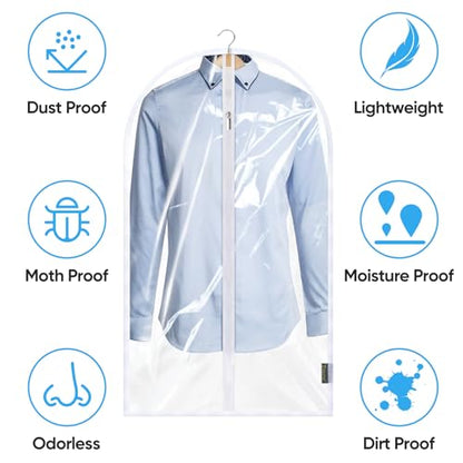 BALEINE 12PK Clear Garment Bags for Hanging Clothes, 48" Dress Suit Bag - color: Clear, size: 48" 12PK