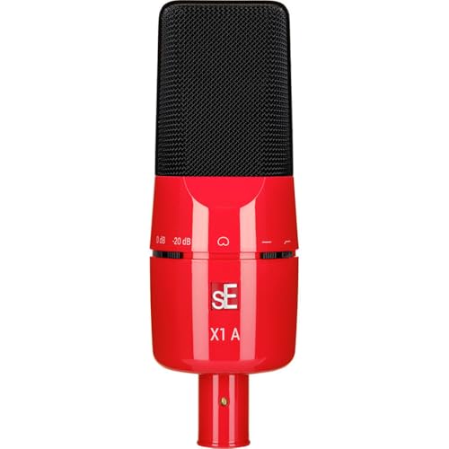 SE ELECTRONICS X1 Series Cardioid Condenser Microphone/Clip/Red/Black Grille-Limited Anniversary Edition Bundle with Kellards XLR-P20T Pro 20' XLR Microphone Cable and Microphone Stand with Boom