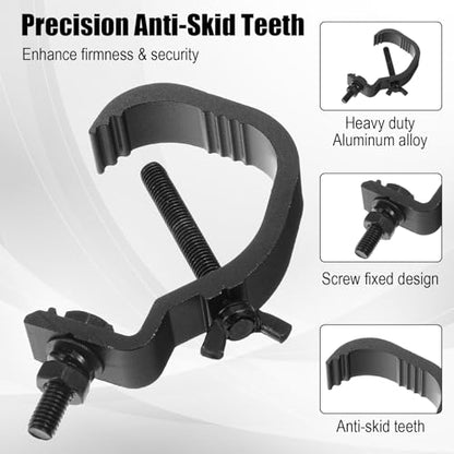 10 Pack Stage Light Clamp Hook Bulk, Fits OD 1.18"-2" Truss Heavy Duty Aluminum Alloy Truss Clamps, Aluminum Alloy Stage Lights Hook Black