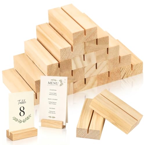15Pcs 2.75x1.38 Inches Wood Table Number Stands, Wood Place Card Holders, Wooden Holders for Wedding, Ceremony, Birthday, Party, Home Decoration, Events (2mm Slots) - size: 15 Pcs- L 2.75"- Slots 2mm