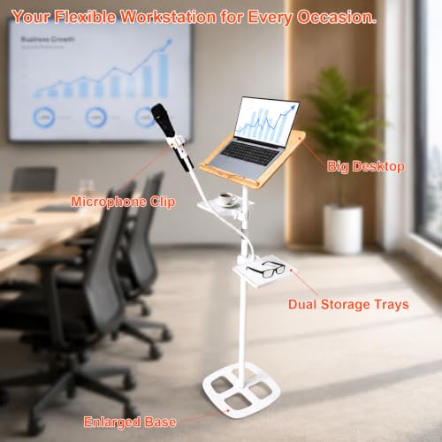 3-in-1 Wooden Music Stand, Metal Bracket Book Stand for Reading Podium | Adjustable Bookshelf, 16.5*13.2*68 In, for Music, Cookbook, Textbook, Laptop, Book, Holder for Display Lectern, Podium Stand