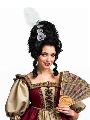 STfantasy 60s Beehive Wig – Pinup & Dragqueen Curly Wig for Women, Victorian Hair Style, Dramatic Volume, Flirty Curls, Party & Costume Essential, Heat Resistant Fiber(Black) - color: Black