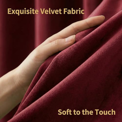 Burgundy Red Velvet Curtains 84 inches Room Darkening Thermal Insulated | Super Soft, 2 Panels, Window Drapes with Back Tab & Rod Pocket for Living Room Bedroom, 52" W x 84" L - color: Burgundy Red, size: 52"W x 84"L (Pack of 2)