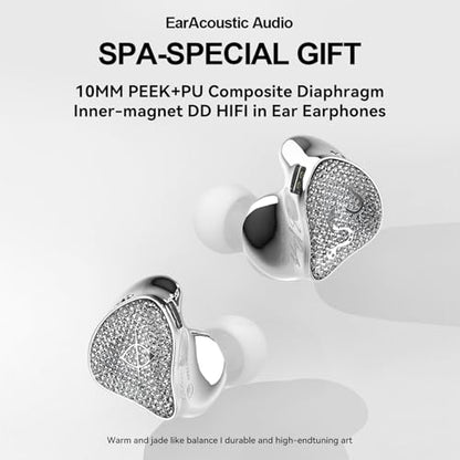 SPA-SG in Ear Monitor Headphones,EarAcoustic Audio 10MM PEEK+PU Composite Diaphragm Inner-Magnet DD HiFi in Ear Earphones,Crystal Diamond Surface IEM with Mic for Singers/Musicians/Audiophile - style: with Mic