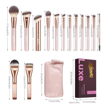 14 PCS Professional Makeup Brushes Set with Travel Cosmetic Bag(Pink) | Luxe Soft Synthetic Face & Eye Makeup Brush Kit for Foundation, Powder, Blush, Concealer, Eyeshadow, Contour, Eyebrow - color: 14PCS-0-Pink