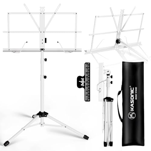 K KASONIC Music Stand, 2 in 1 Folding Sheet Music & Book Stand With Bag - color: 1 Pack White