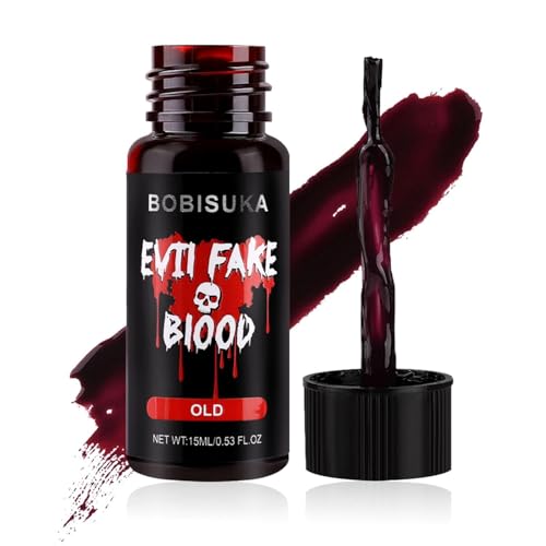 BOBISUKA Halloween Fake Blood, Edible Stage Blood 0.53oz, Realistic Vampire Blood SFX Makeup Kit, Washable Faux Blood Gel for Zombie Monster Costume Cosplay, Stage, Film & Special Effects Make-Up(Old) - color: Old