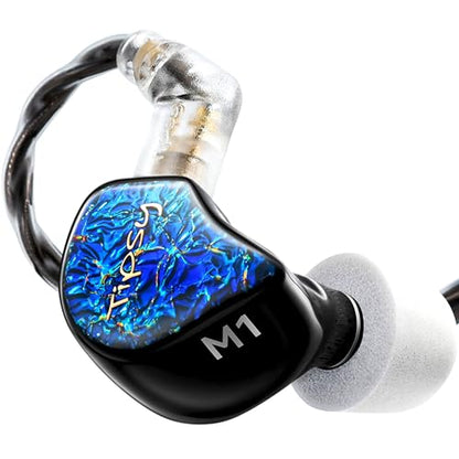 Tipsy M1 IEM, Bamboo Fiber Diaphragm in-Ear Monitor, Warm, Lively Bass & Vocals, 36dB Noise Isolation, Resin Shell, Detachable 0.78mm 2‑Pin Cable (No Mic, Blue) - color: Blue