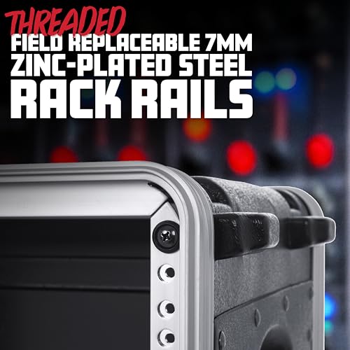 Gator Cases Lightweight Rolling 8U Rack Case with Heavy Duty Latches, Retractable Tow Handle, and Recessed Wheels, Standard 19.25" depth (GRR-8L) | Travel Friendly Mobility with Wheels & Pull Handle Lightweight Case & Field Replaceable Steel Rails - size: