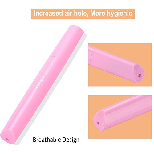Plastic Travel Toothbrush Cover Portable Toothbrush Box, Breathable Design with Air Hole More Container Toothbrush Tube Container for Home Daily Travel Camping School Business Trip (Pink) - color: Pink