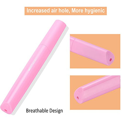 Plastic Travel Toothbrush Cover Portable Toothbrush Box, Breathable Design with Air Hole More Container Toothbrush Tube Container for Home Daily Travel Camping School Business Trip (Pink) - color: Pink