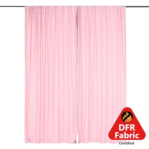 Efavormart 2 Pack 10ft x 10ft Blush Rose Gold Fire Retardant Scuba Backdrop, Luminous Wrinkle-Free Curtain Panels for Bridal Showers and Glamorous Events - color: Blush