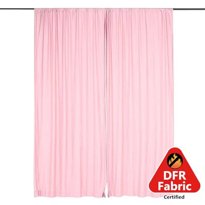 Efavormart 2 Pack 10ft x 10ft Blush Rose Gold Fire Retardant Scuba Backdrop, Luminous Wrinkle-Free Curtain Panels for Bridal Showers and Glamorous Events - color: Blush