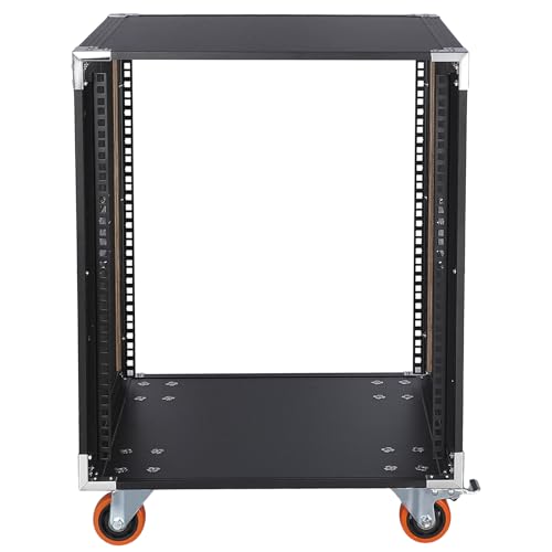 Movable AV Gear Rack 12U 19in Mobile Floor Standing Network Device Storage Cabinet Stand - Audio Stereo Studio DJ Equipment Rack Server IT Data Devices Storage Cabinet with Castors - size: 12U