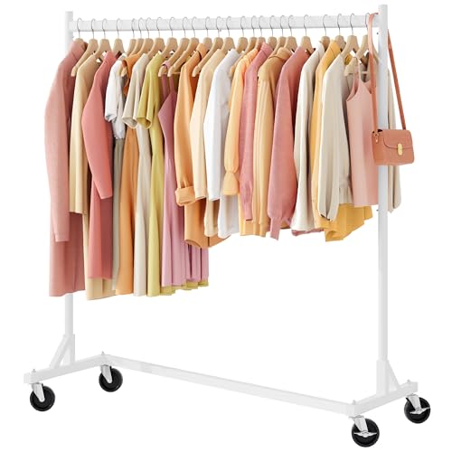 Hoctieon Z Rack, Rolling Clothes Racks with Z-Base, Heavy Duty Garment Rack, Clothing Racks for Hanging Clothes, Sturdy Metal Hanging Holder, Clothes Organizer Rack, White - color: White, size: 1 Pack